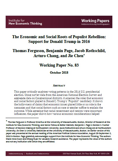 2016년 대선 도널드 트럼프 승리의 경제사회적 뿌리를 파헤친 연구보고서 표지.