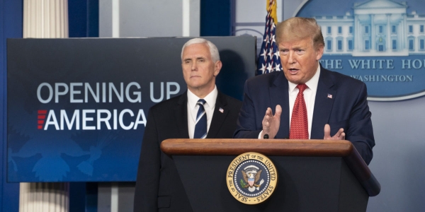 트럼프 대통령이 미국의 봉쇄 해제에 대한 가이드라인을 발표하고 있다. 사진=백악관 홈페이지