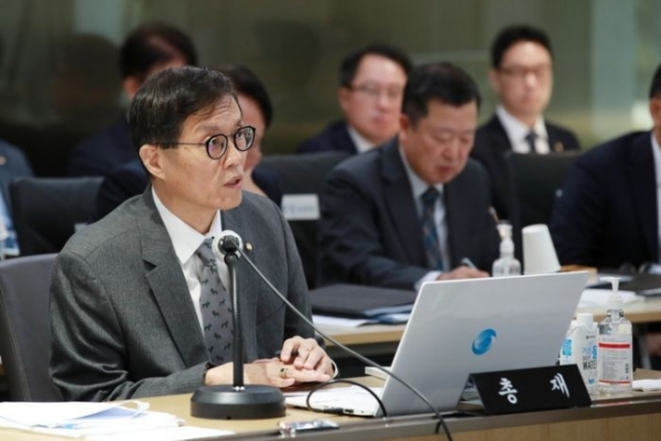 23일 이창용 한국은행 총재가 국정감사에서 발언을 하고 있다. 사진=한국은행 제공